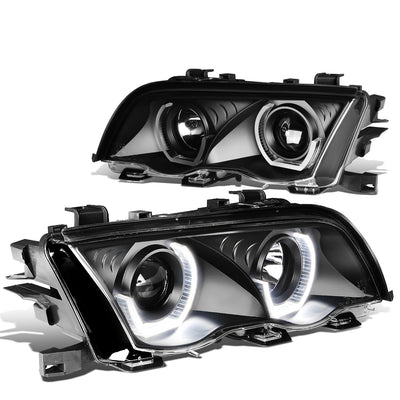 D-Motoring - Headlights - LED U-Halo - Black Housing - Projector - Plug-n-Play - Pair - 99-01 BMW 3-Series Sedans / Wagons - 1