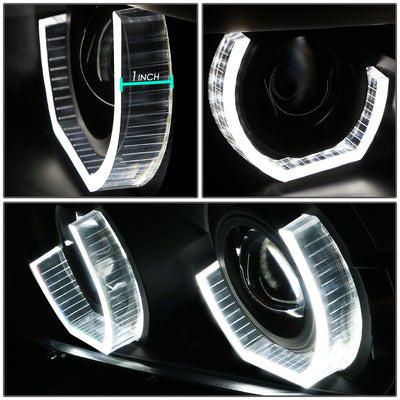 D-Motoring - Headlights - LED U-Halo - Black Housing - Projector - Plug-n-Play - Pair - 99-01 BMW 3-Series Sedans / Wagons - 3