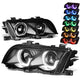 D-Motoring - Headlights - RGB Color LED U-Halo - Black Housing - Projector - Plug-n-Play - Pair - 99-01 BMW 3-Series Sedans / Wagons - 1