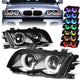 99-01 BMW 3-Seriess Wagons Headlights - RGB Color LED U-Halo - Black Housing - Projector - Plug-n-Play - Pair