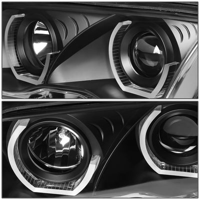 D-Motoring - Headlights - LED U-Halo - Black Housing - Projector - Plug-n-Play - Pair - 99-01 BMW 3-Series Sedans / Wagons - 5