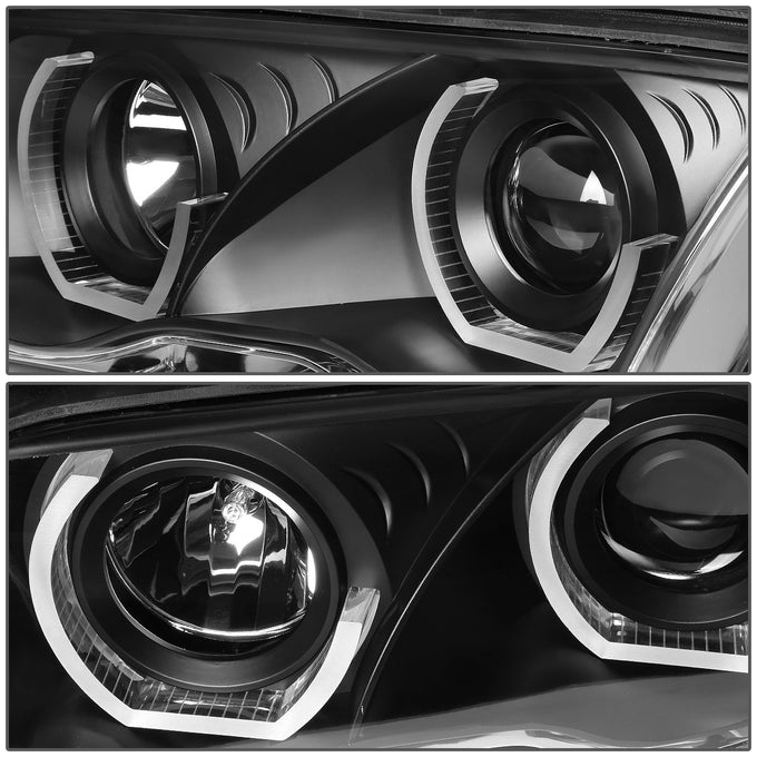 D-Motoring - Headlights - LED U-Halo - Black Housing - Projector - Plug-n-Play - Pair - 99-01 BMW 3-Series Sedans / Wagons - 5