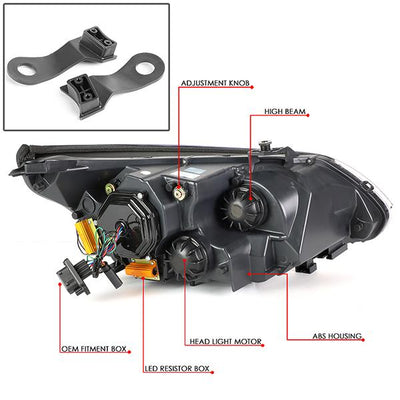 04-07 BMW 5-Series E60 Headlights - LED U-Halo+Turn Signal - w/Projector - Clear Lens - Pair - HL-3D-E6003-BK - 11