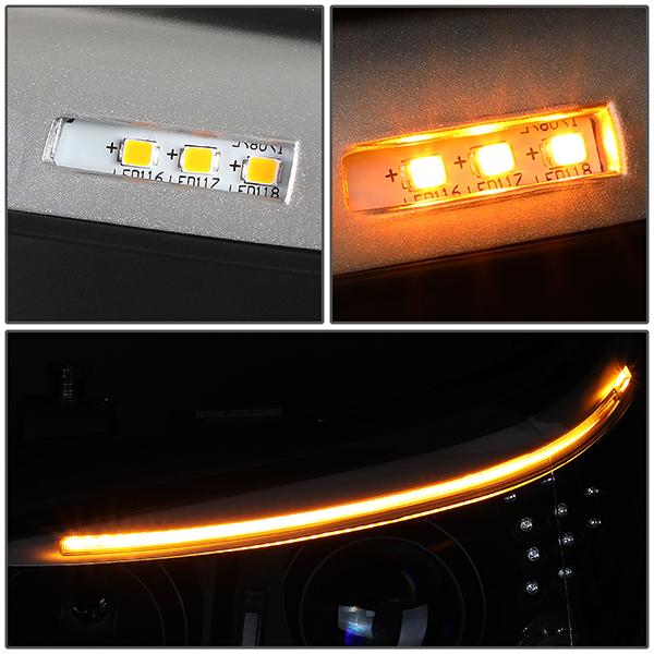 04-07 BMW 5-Series E60 Headlights - LED U-Halo+Turn Signal - w/Projector - Clear Lens - Pair - HL-3D-E6003-BK - 9