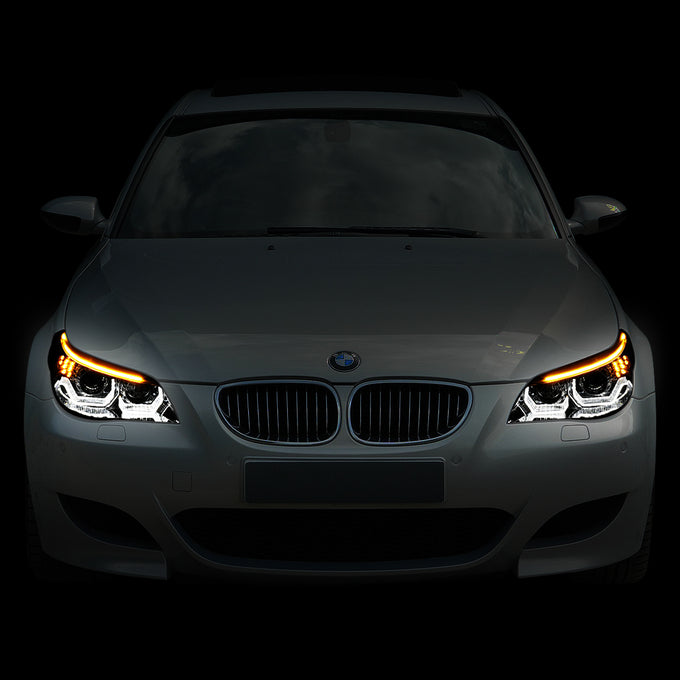 D-Motoring - 04-07 Bmw 5-SeriesHeadlights - LED U-Halo+Turn Signal - Clear Lens - Plug-n-Play - Pair - 7