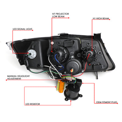D-Motoring - Headlights - LED 3D Crystal U-Halo - Black Housing - Clear Lens - Clear Corner - Plug-n-Play - Pair - BMW 323I / 325XI / 325I / 328I / 328XI / 330I  4-Door Sedan4-Door Sedan - 7