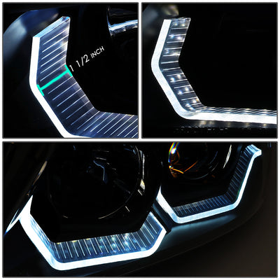 D-Motoring - Headlights - LED 3D Crystal U-Halo - Black Housing - Clear Lens - Clear Corner - Plug-n-Play - Pair - BMW 323I / 325XI / 325I / 328I / 328XI / 330I  4-Door Sedan4-Door Sedan - 3