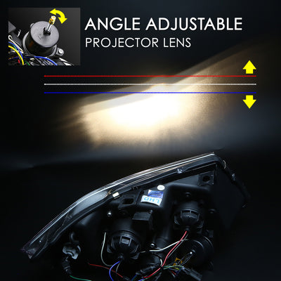 D-Motoring - Headlights - LED 3D Crystal U-Halo - Black Housing - Clear Lens - Clear Corner - Plug-n-Play - Pair - BMW 323I / 325XI / 325I / 328I / 328XI / 330I  4-Door Sedan4-Door Sedan - 5