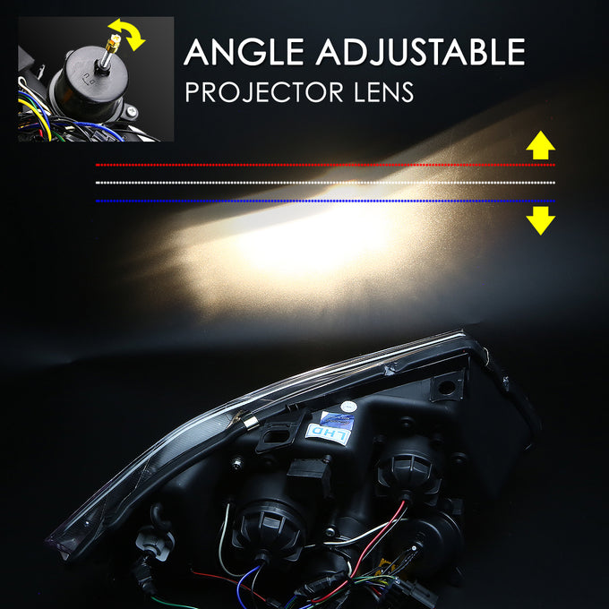 D-Motoring - Headlights - LED 3D Crystal U-Halo - Black Housing - Clear Lens - Clear Corner - Plug-n-Play - Pair - BMW 323I / 325XI / 325I / 328I / 328XI / 330I  4-Door Sedan4-Door Sedan - 5