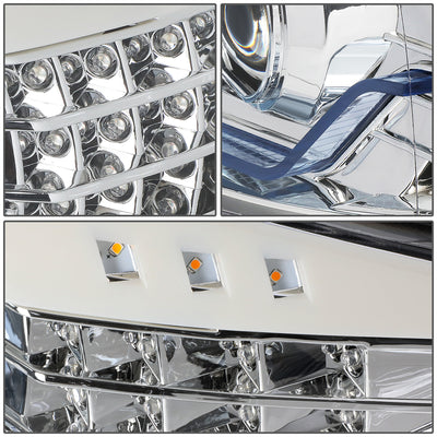 D-Motoring - Headlights - 3D Crystal LED U-Halo - Black Housing - Clear Corner - Projector - Plug-n-Play - Pair - 06-08 BMW E90 - 4