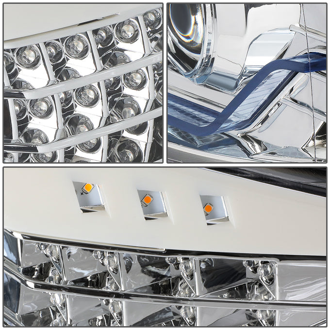 D-Motoring - Headlights - 3D Crystal LED U-Halo - Black Housing - Clear Corner - Projector - Plug-n-Play - Pair - 06-08 BMW E90 - 4