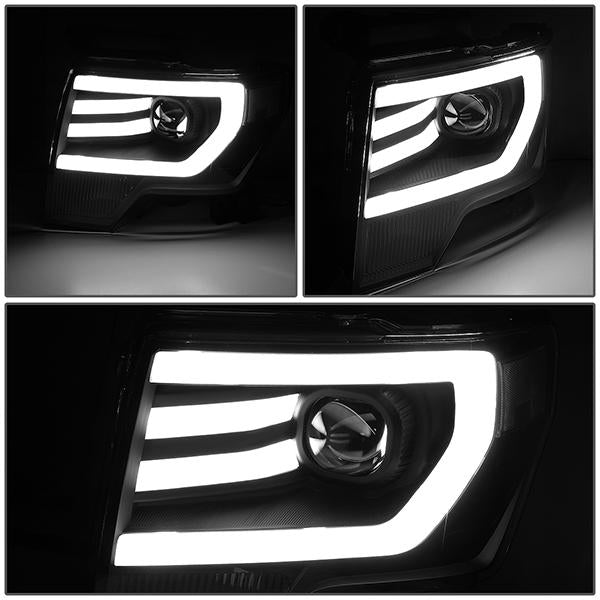 09-14 Ford F-150 Headlights - LED DRL - Front Bumper - Clear Lens - Clear Corner - Projector - Pair - HL-3D-F15009-BK-CL1 - 3