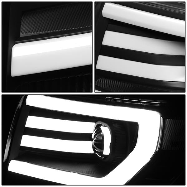 09-14 Ford F-150 Headlights - LED DRL - Front Bumper - Clear Lens - Clear Corner - Projector - Pair - HL-3D-F15009-BK-CL1 - 4