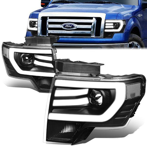 09-14 Ford F-150 Headlights - LED DRL - Front Bumper - Clear Lens - Clear Corner - Projector - Pair - HL-3D-F15009-BK-CL1 - 1