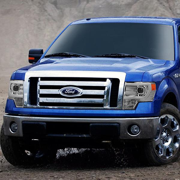 09-14 Ford F-150 Headlights - LED DRL - Front Bumper - Clear Lens - Amber Corner - Projector - Pair - HL-3D-F15009-CH-AM - 9