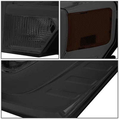 09-14 Ford F-150 Headlights - LED DRL - Front Bumper - Smoked Lens - Amber Corner - Projector - Pair - HL-3D-F15009-SM-AM - 6