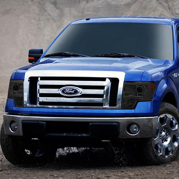 09-14 Ford F-150 Headlights - LED DRL - Front Bumper - Smoked Lens - Amber Corner - Projector - Pair - HL-3D-F15009-SM-AM - 9