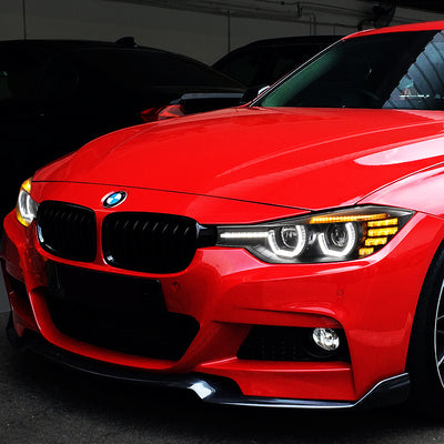 D-Motoring - Headlights - LED 3D Crystal U-Halo+DRL - Black Housing - Plug-n-Play - Pair - 12-16 BMW F30 3-Series 4-Dr Sedan & Wagon - 7