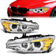 12-16 BMW F30 3-Series Wagon Headlights - LED 3D Crystal U-Halo+DRL - Chrome Housing - Plug-n-Play - Pair