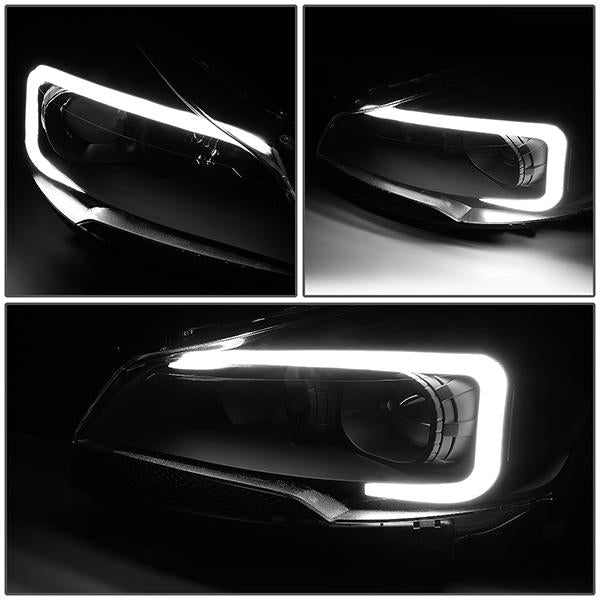 13-16 Ford Escape Headlights - LED DRL - Front Bumper - Clear Lens - Amber Corner - Projector - Pair - HL-3D-FESC13-BK-AM - 3