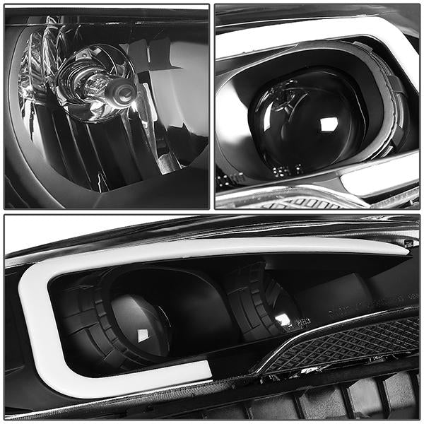 13-16 Ford Escape Headlights - LED DRL - Front Bumper - Clear Lens - Amber Corner - Projector - Pair - HL-3D-FESC13-BK-AM - 5