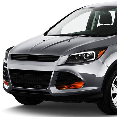 13-16 Ford Escape Headlights - LED DRL - Front Bumper - Clear Lens - Amber Corner - Projector - Pair - HL-3D-FESC13-BK-AM - 9