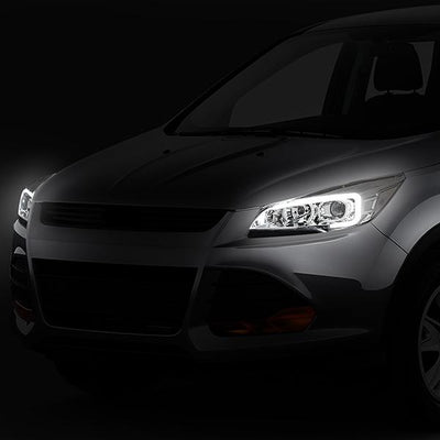 13-16 Ford Escape Headlights - LED DRL - Front Bumper - Clear Lens - Clear Corner - Projector - Pair - HL-3D-FESC13-CH-CL1 - 10
