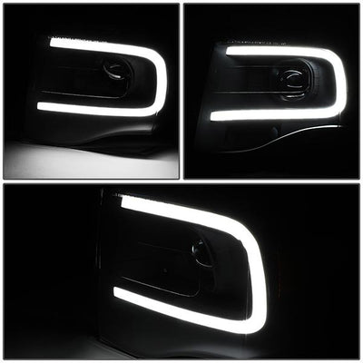 07-14 Ford Expedition Headlights - LED DRL - Front Bumper - Clear Lens - Amber Corner - Projector - Pair - HL-3D-FEXP07-BK-AM - 3