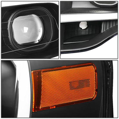 07-14 Ford Expedition Headlights - LED DRL - Front Bumper - Clear Lens - Amber Corner - Projector - Pair - HL-3D-FEXP07-BK-AM - 5