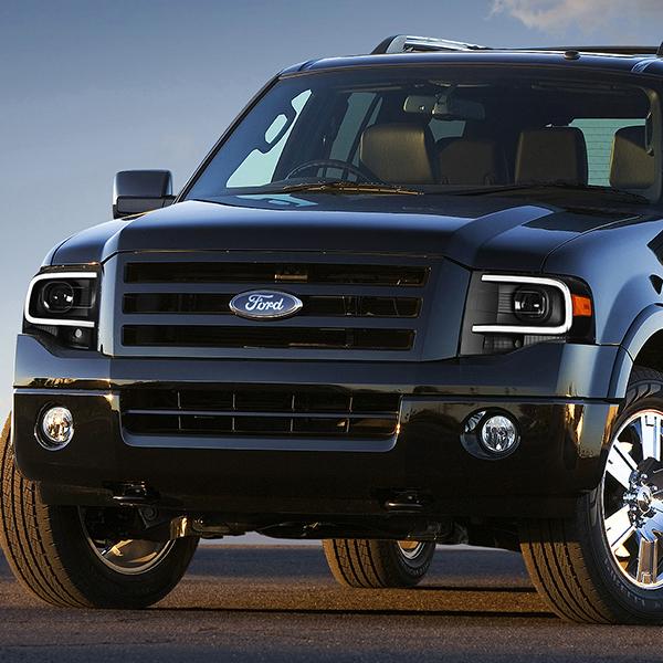07-14 Ford Expedition Headlights - LED DRL - Front Bumper - Clear Lens - Amber Corner - Projector - Pair - HL-3D-FEXP07-BK-AM - 8
