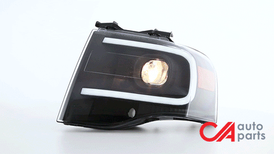 07-14-ford-expedition-headlights-led-drl-front-bumper-clear-lens-amber-corner-projector-pair-hl-3d-fexp07-bk-am - 2