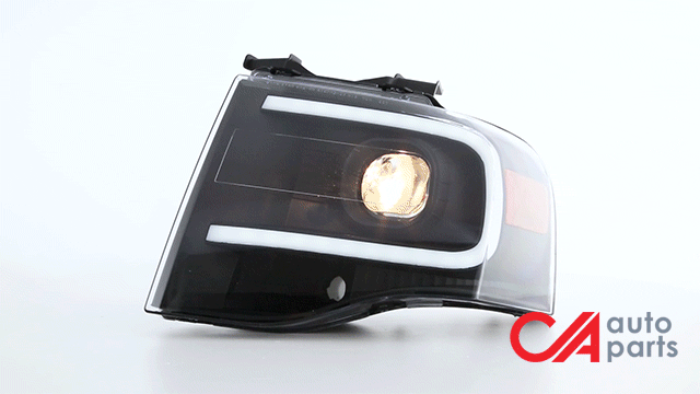 07-14-ford-expedition-headlights-led-drl-front-bumper-clear-lens-amber-corner-projector-pair-hl-3d-fexp07-bk-am - 2