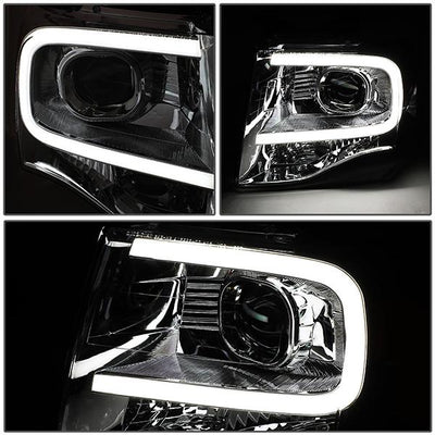 07-14 Ford Expedition Headlights - LED DRL - Front Bumper - Clear Lens - Amber Corner - Projector - Pair - HL-3D-FEXP07-CH-AM - 3