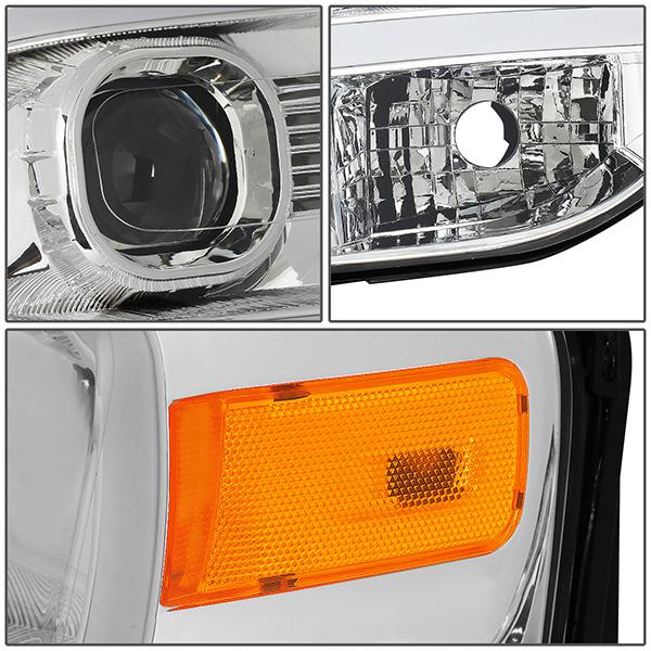 07-14 Ford Expedition Headlights - LED DRL - Front Bumper - Clear Lens - Amber Corner - Projector - Pair - HL-3D-FEXP07-CH-AM - 5