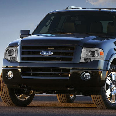 07-14 Ford Expedition Headlights - LED DRL - Front Bumper - Clear Lens - Amber Corner - Projector - Pair - HL-3D-FEXP07-CH-AM - 8