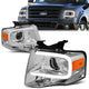 07-14 Ford Expedition Headlights - LED DRL - Front Bumper - Clear Lens - Amber Corner - Projector - Pair - HL-3D-FEXP07-CH-AM - 1