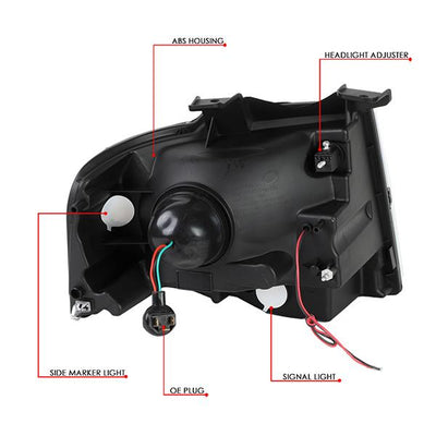 07-14 Ford Expedition Headlights - LED DRL - Front Bumper - Clear Lens - Clear Corner - Projector - Pair - HL-3D-FEXP07-CH-CL1 - 7