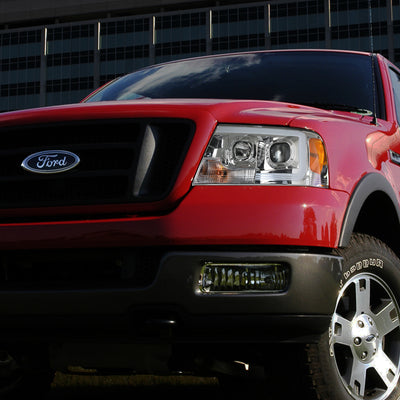 D-Motoring - Headlights - 3D LED Bar - Chrome Housing - Clear Lens - Amber Corner - Projector - Plug-n-Play - Pair - Ford F-150 / Lincoln Mark LT - 7