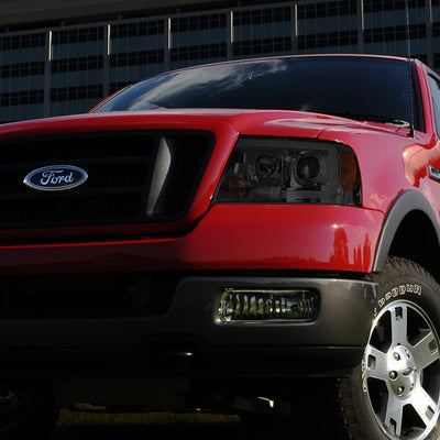 D-Motoring - Headlights - 3D LED Bar - Smoked Lens - Amber Corner - Projector - Plug-n-Play - Pair - Ford F-150 / Lincoln Mark LT - 7