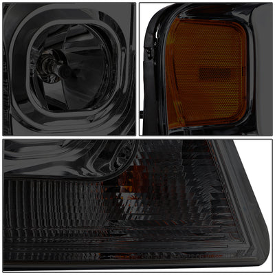 D-Motoring - Headlights - 3D LED Bar - Smoked Lens - Amber Corner - Projector - Plug-n-Play - Pair - Ford F-150 / Lincoln Mark LT - 4