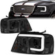 04-08 Ford F-150 Lincoln Mark LT Headlights - 3D LED Bar - Smoked Housing - Smoked Lens - Clear Corner - Projector - Plug-n-Play - Pair