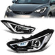 11-13 Hyundai Elantra Headlights - LED Drl - Clear Lens - Projector - Plug-n-Play - Pair