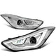 D-Motoring - Headlights - LED Drl - Clear Lens - Projector - Plug-n-Play - Pair - 11-13 Hyundai Elantra 4-Door Sedan - 1