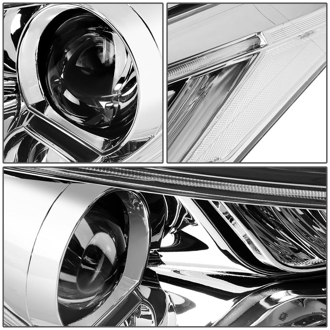 D-Motoring - Headlights - LED Drl - Clear Lens - Projector - Plug-n-Play - Pair - 11-13 Hyundai Elantra 4-Door Sedan - 5