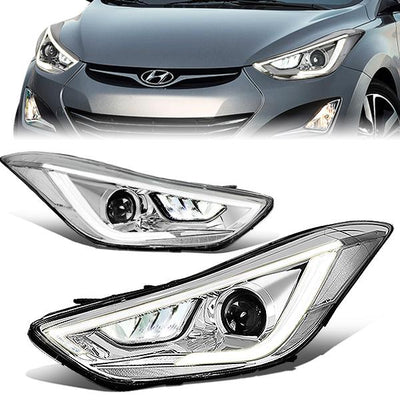 11-13 Hyundai Elantra Headlights - LED Drl - Clear Lens - Projector - Plug-n-Play - Pair