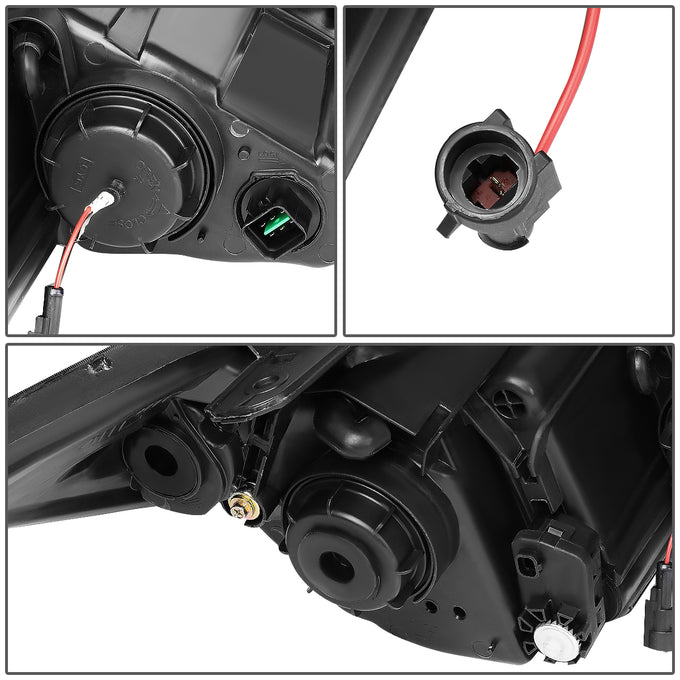D-Motoring - Headlights - LED Turn Signal+3D DRL Bar - Clear Lens - Projector - Plug-n-Play - Pair - 11-14 Hyundai Sonata - 5