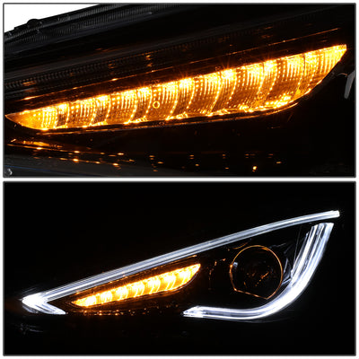D-Motoring - Headlights - LED Turn Signal+3D DRL Bar - Clear Lens - Projector - Plug-n-Play - Pair - 11-14 Hyundai Sonata - 4