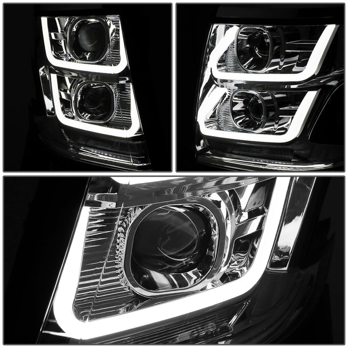 D-Motoring - 15-18 Chevy Suburbban Tahoe Headlights - LED DRL - Clear Lens - Clear Corner - Dual Projector - Plug-n-Play - Pair - 3