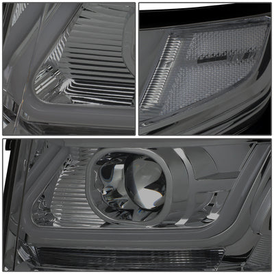 D-Motoring - 15-18 Chevy Suburbban Tahoe Headlights - LED DRL - Smoked Lens - Clear Corner - Dual Projector - Plug-n-Play - Pair - 4