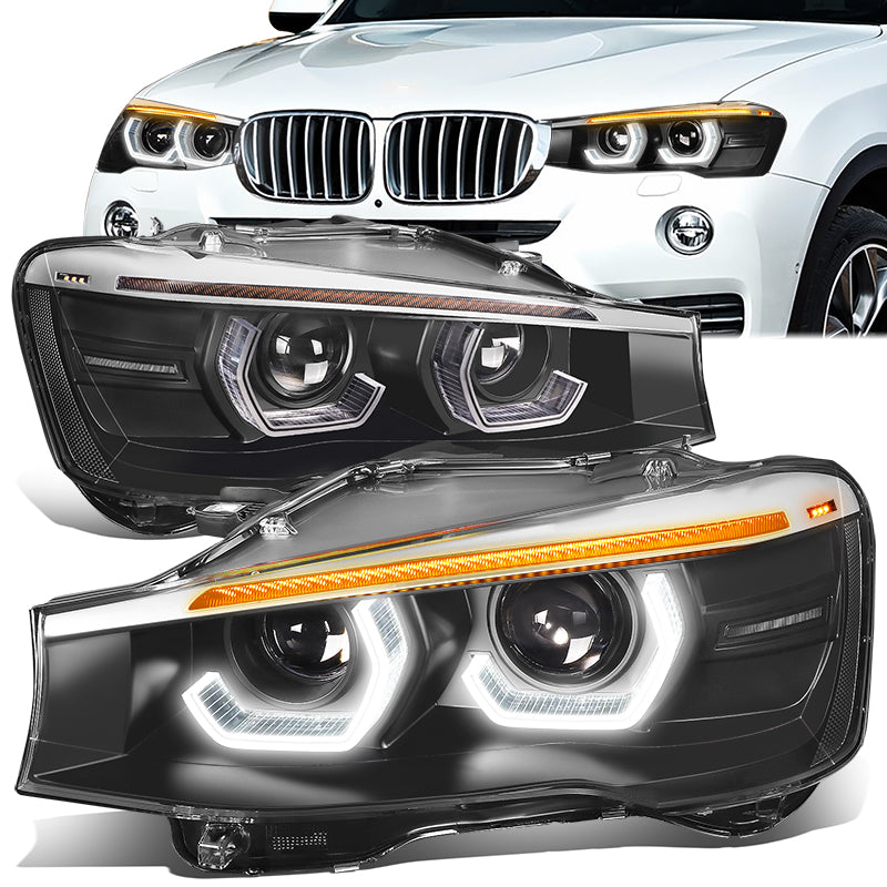 15-18 BMW X3&frasl;X4 LED DRL Halo Sequential Projector Headlights